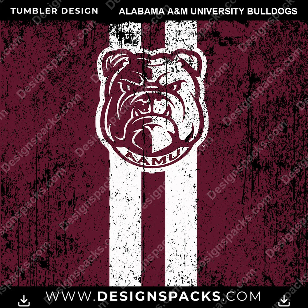 College Sport Grunge Style Alabama A&M University Bulldogs NCAA College Sport Tumbler Digital Wrap Design Download