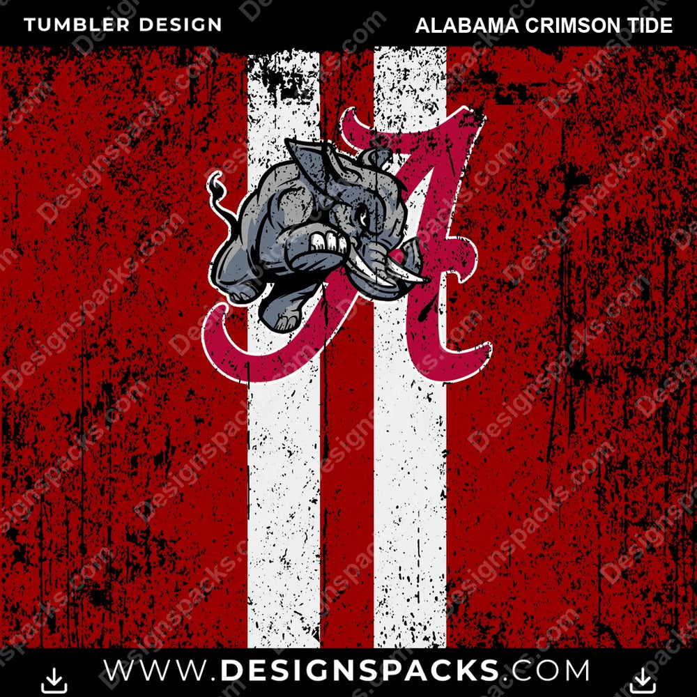 College Sport Grunge Style Alabama Crimson Tide NCAA College Sport Tumbler Digital Wrap Design Download