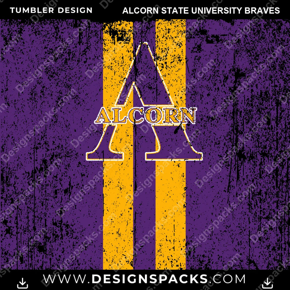 College Sport Grunge Style Alcorn State University Braves NCAA College Sport Tumbler Digital Wrap Design Download