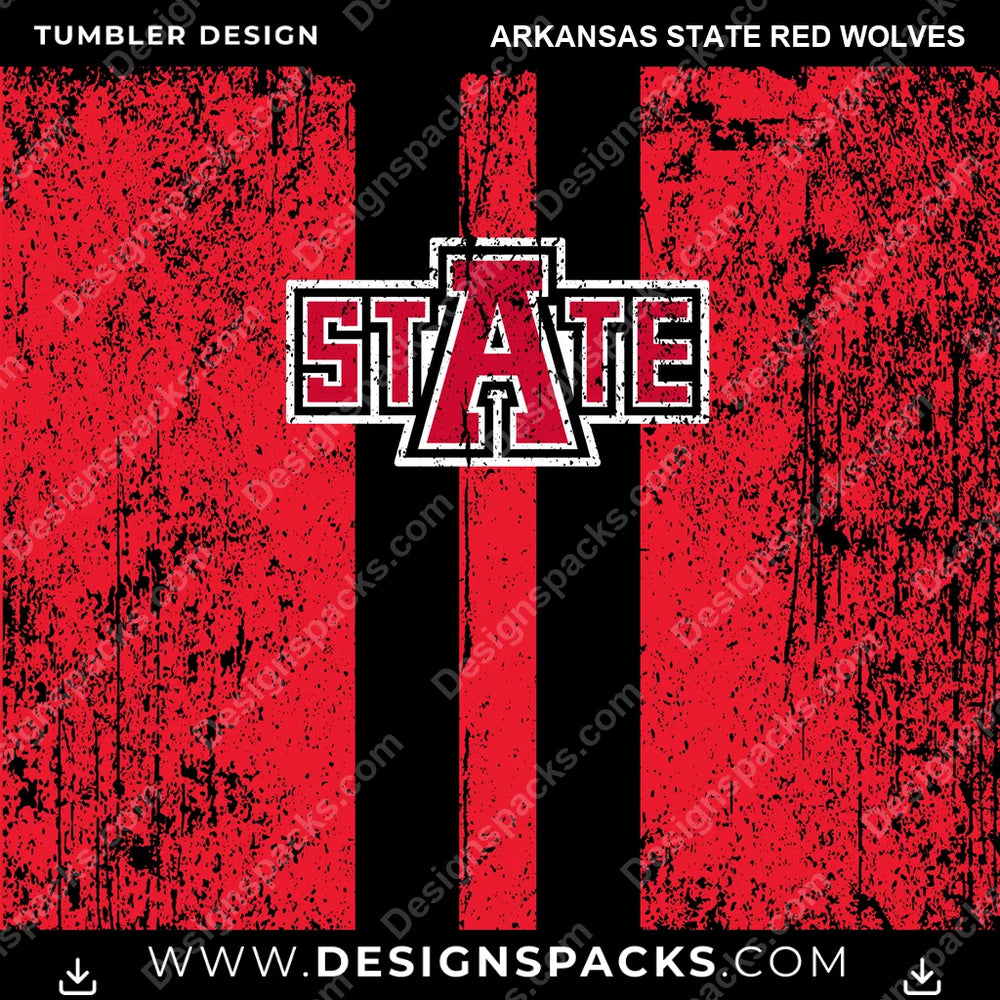 College Sport Grunge Style Arkansas State Red Wolves NCAA College Sport Tumbler Digital Wrap Design Download