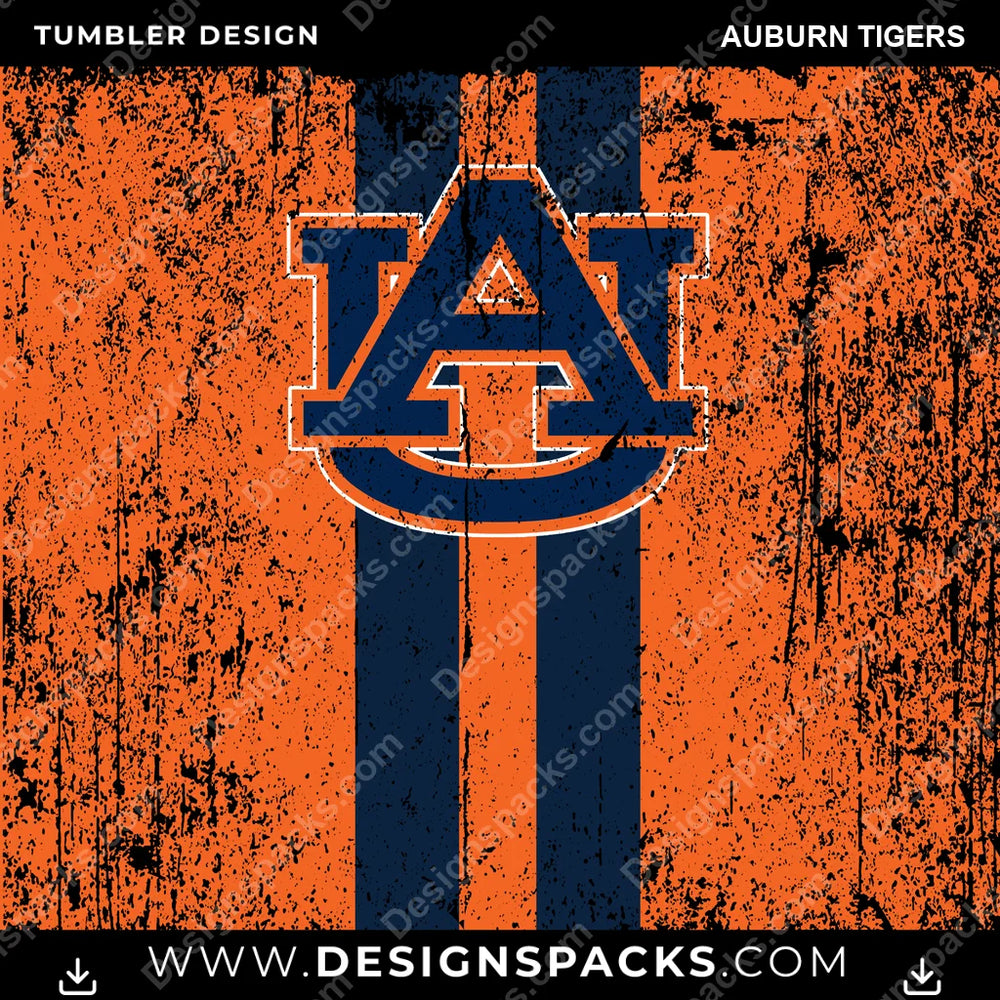College Sport Grunge Style Auburn Tigers NCAA College Sport Tumbler Digital Wrap Design Download