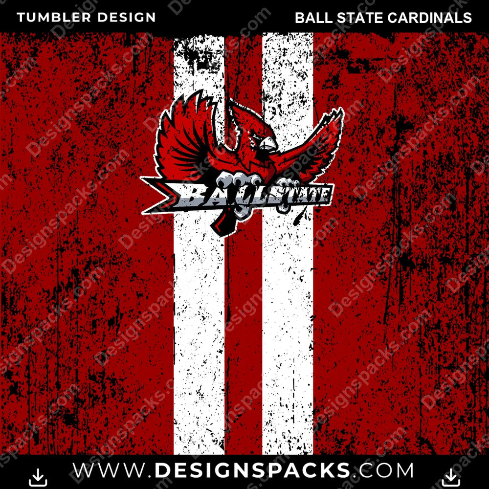 College Sport Grunge Style Ball State Cardinals NCAA College Sport Tumbler Digital Wrap Design Download