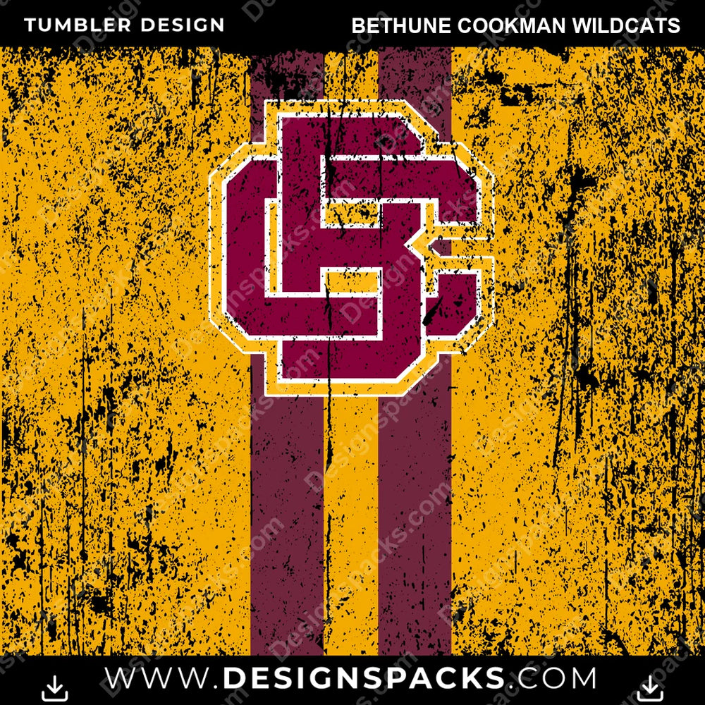 College Sport Grunge Style Bethune Cookman Wildcats NCAA College Sport Tumbler Digital Wrap Design Download