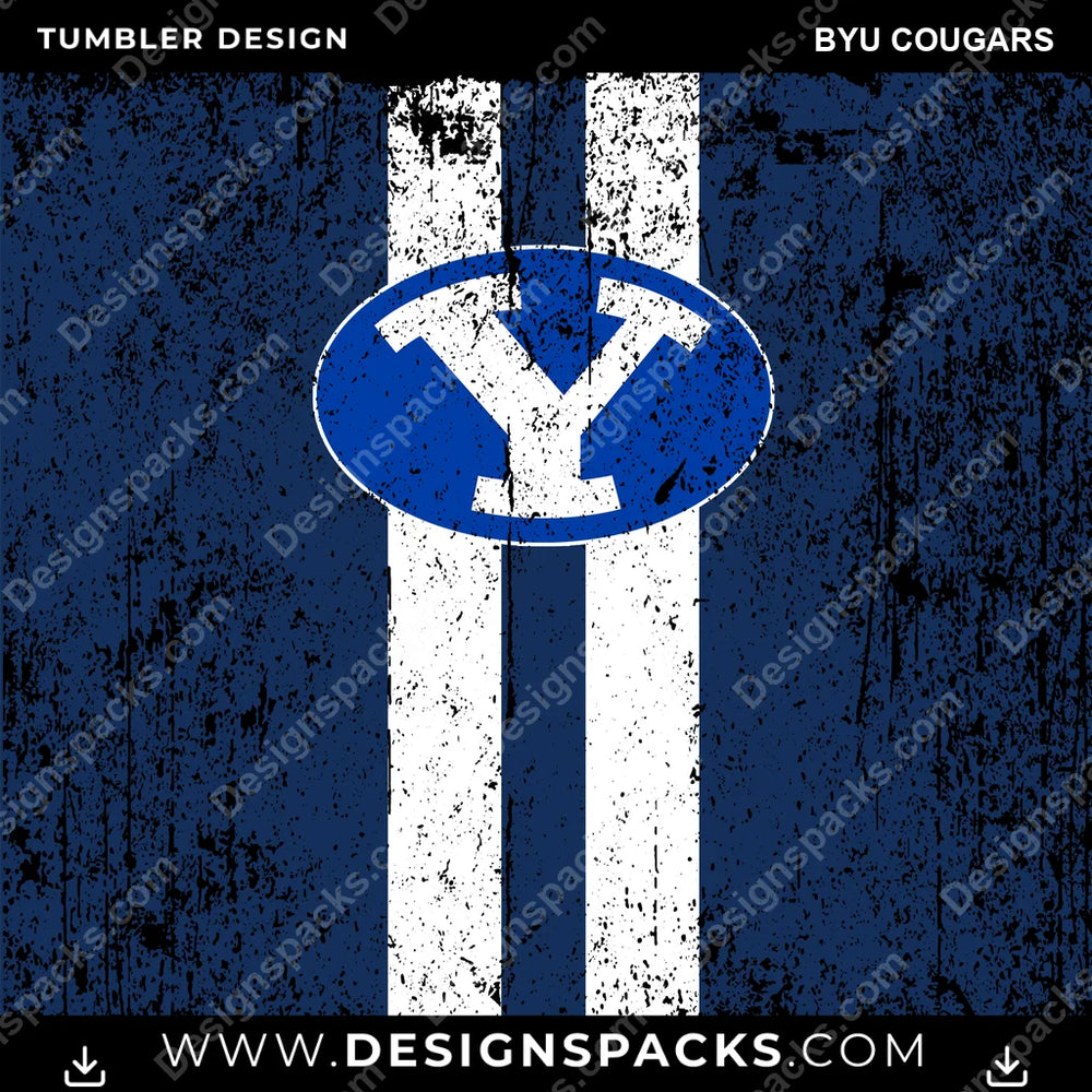 College Sport Grunge Style BYU Cougars NCAA College Sport Tumbler Digital Wrap Design Download