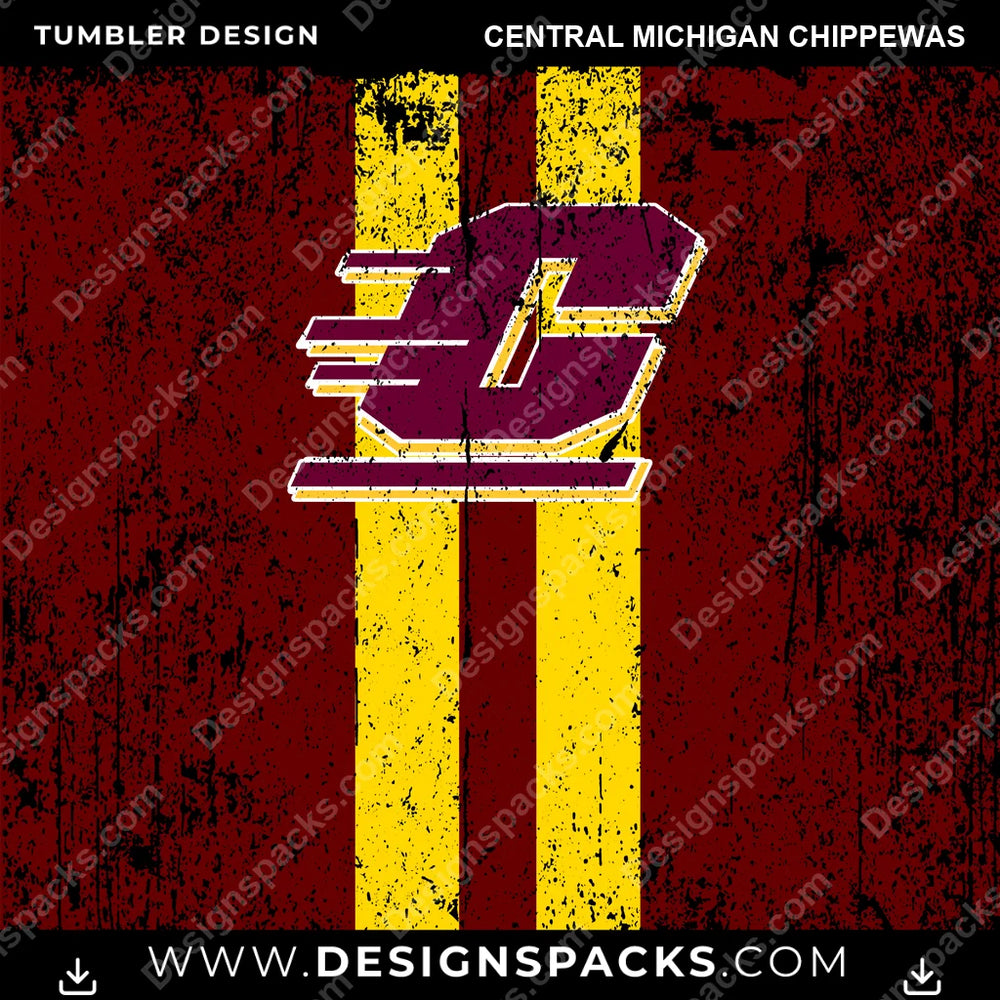 College Sport Grunge Style Central Michigan Chippewas NCAA College Sport Tumbler Digital Wrap Design Download