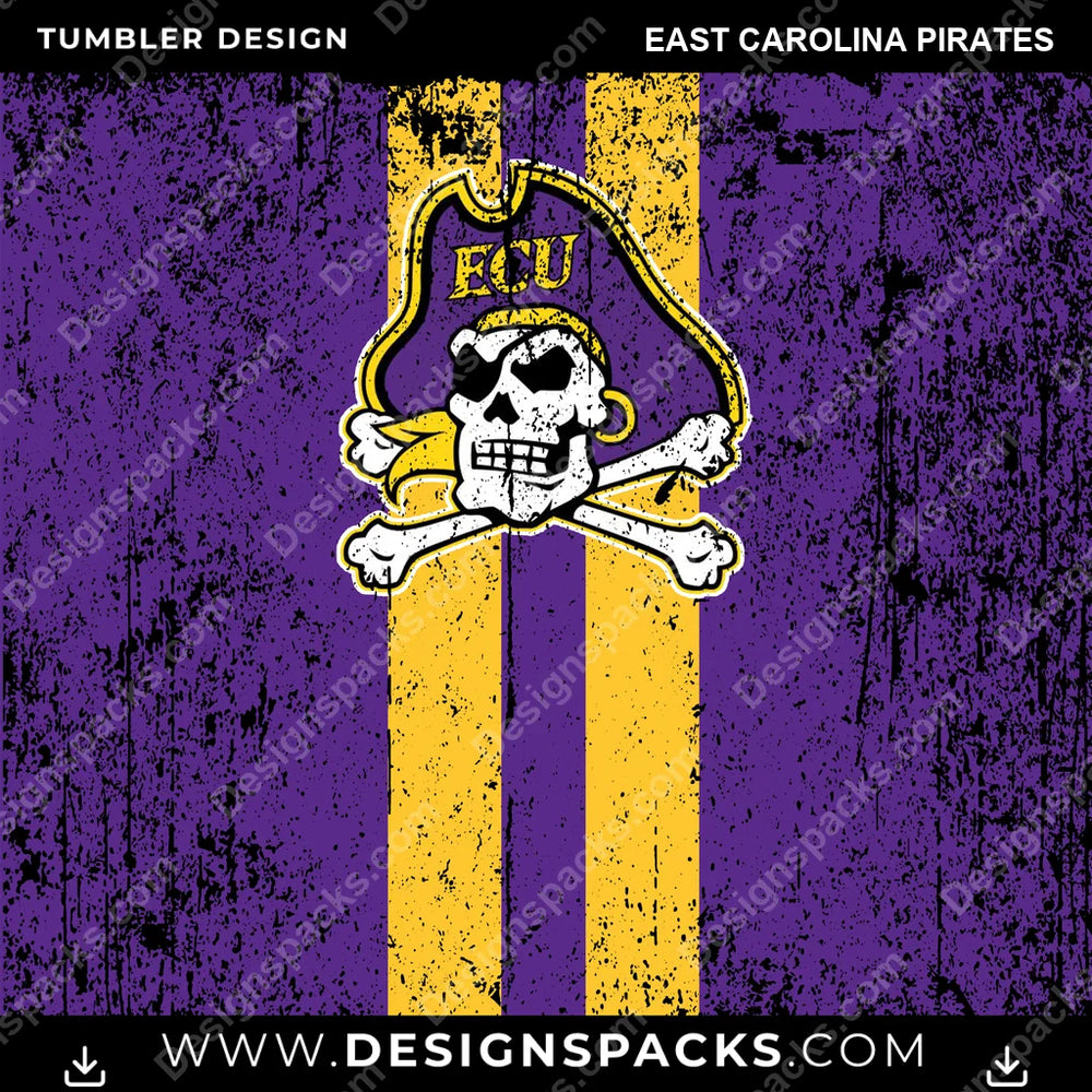 College Sport Grunge Style East Carolina Pirates NCAA College Sport Tumbler Digital Wrap Design Download