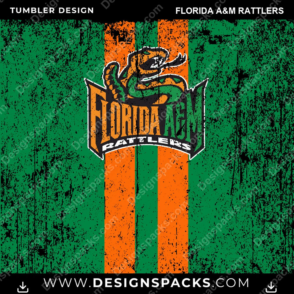 College Sport Grunge Style Florida A&M Rattlers NCAA College Sport Tumbler Digital Wrap Design Download
