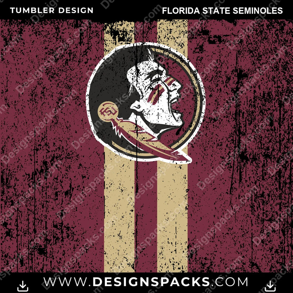 College Sport Grunge Style Florida State Seminoles NCAA College Sport Tumbler Digital Wrap Design Download