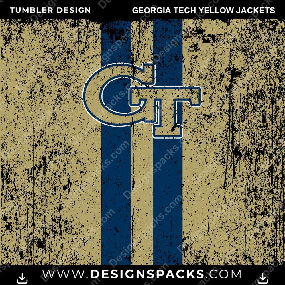 College Sport Grunge Style Georgia Tech Yellow Jackets NCAA College Sport Tumbler Digital Wrap Design Download