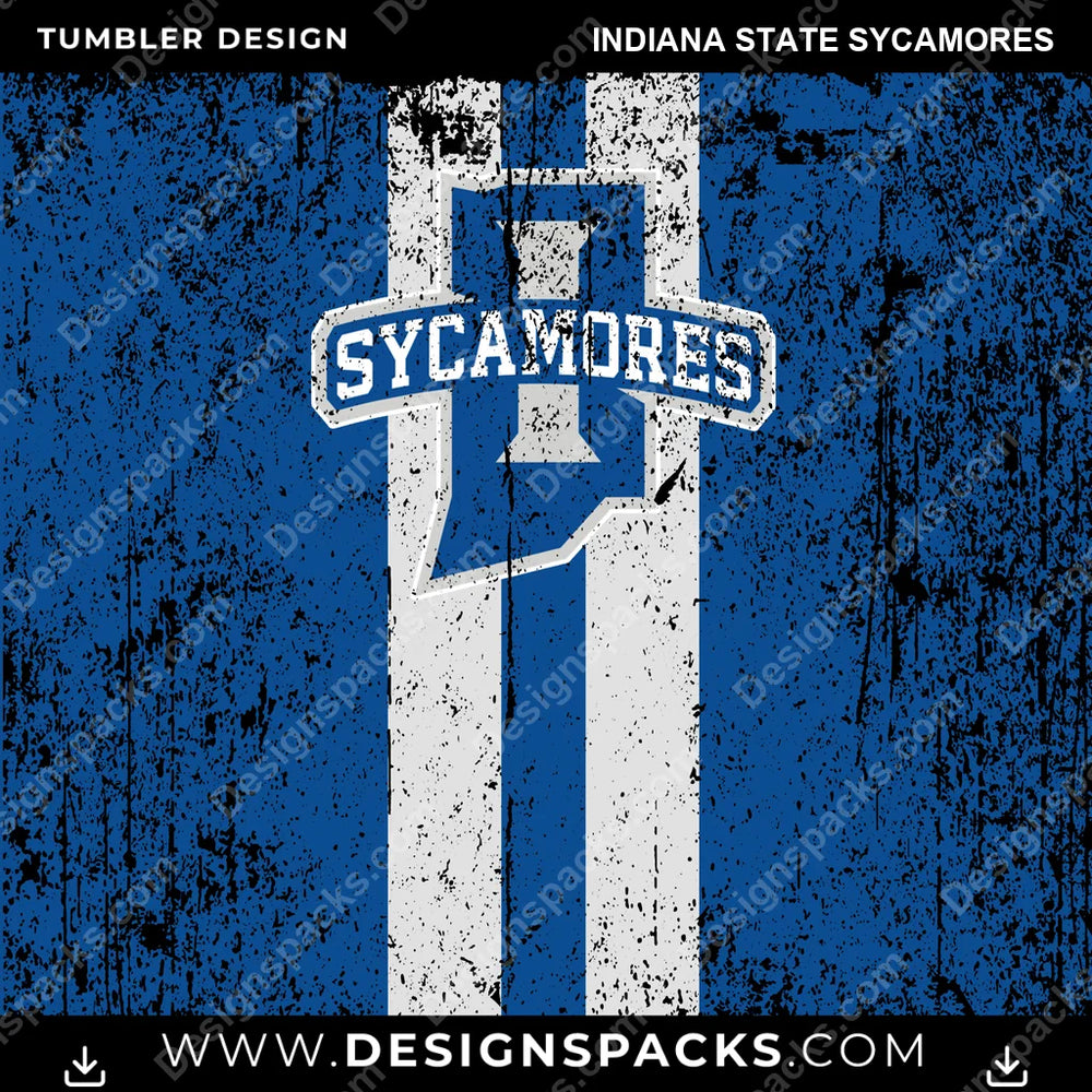 College Sport Grunge Style Indiana State Sycamores NCAA College Sport Tumbler Digital Wrap Design Download