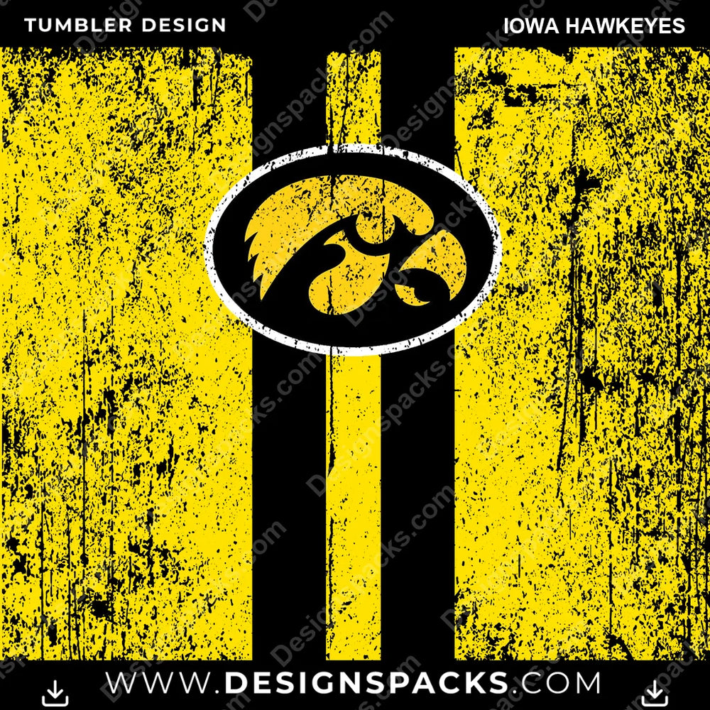 College Sport Grunge Style Iowa Hawkeyes NCAA College Sport Tumbler Digital Wrap Design Download