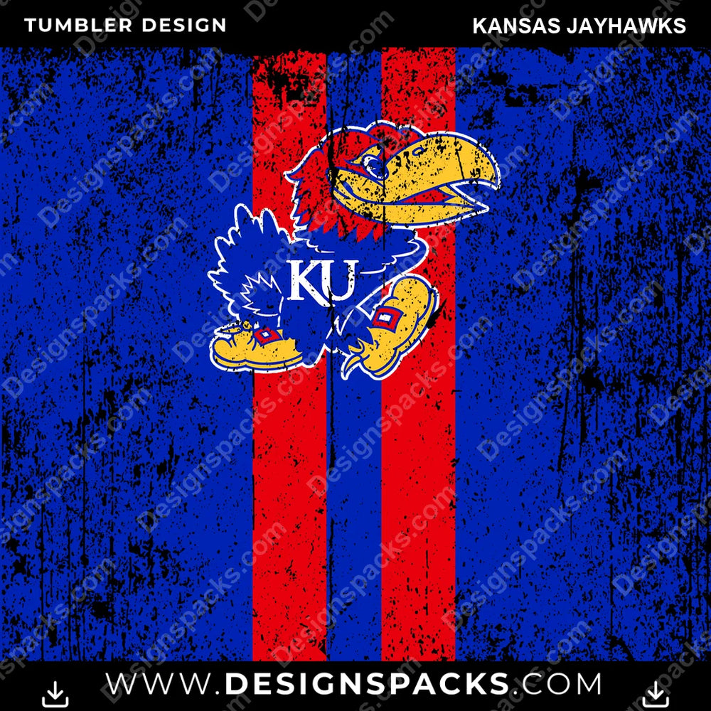 College Sport Grunge Style Kansas Jayhawks NCAA College Sport Tumbler Digital Wrap Design Download