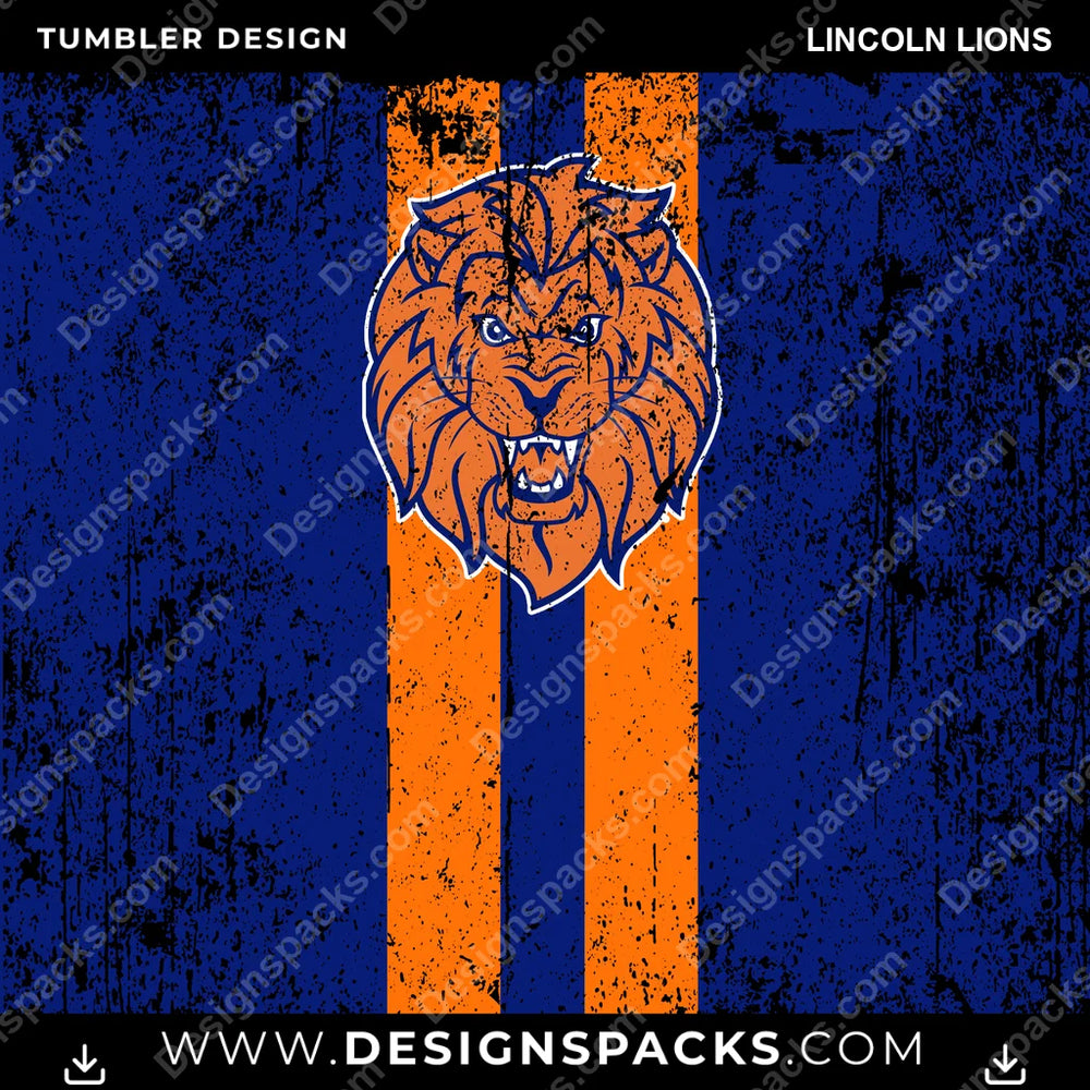 College Sport Grunge Style Lincoln Lions NCAA College Sport Tumbler Digital Wrap Design Download
