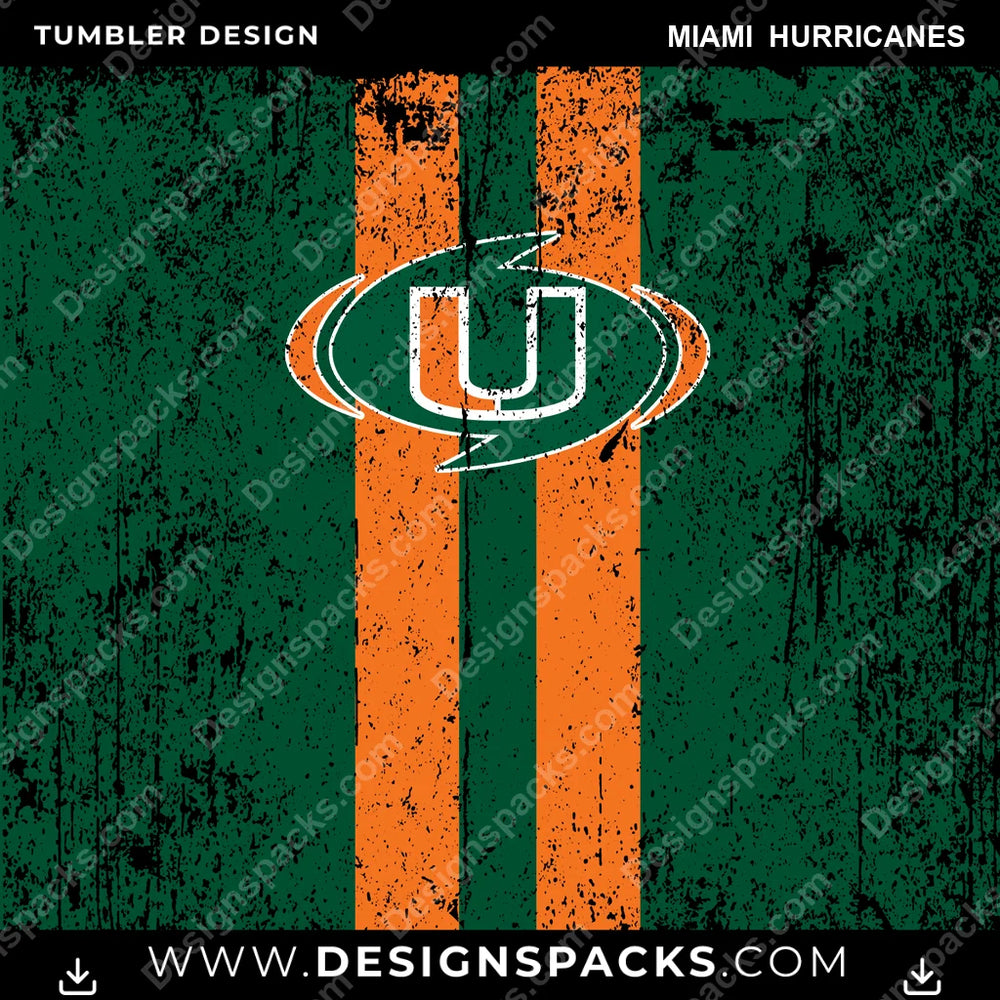College Sport Grunge Style Miami Hurricanes NCAA College Sport Tumbler Digital Wrap Design Download