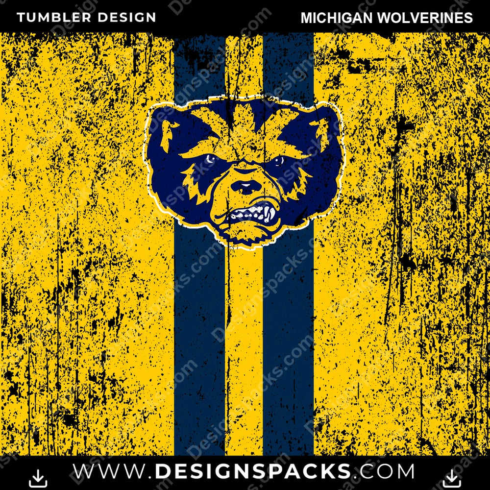 College Sport Grunge Style Michigan Wolverines NCAA College Sport Tumbler Digital Wrap Design Download