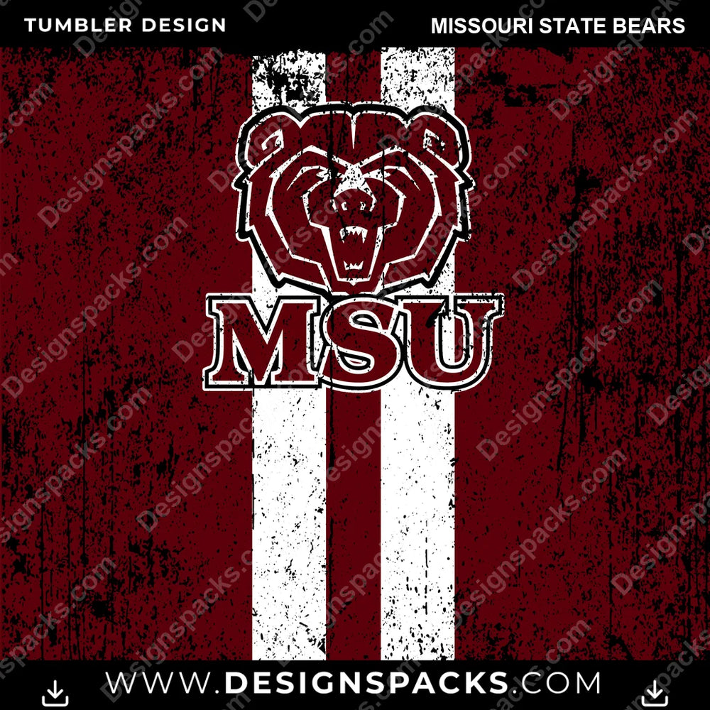 College Sport Grunge Style Missouri State Bears NCAA Tumbler Digital Wrap Design Download