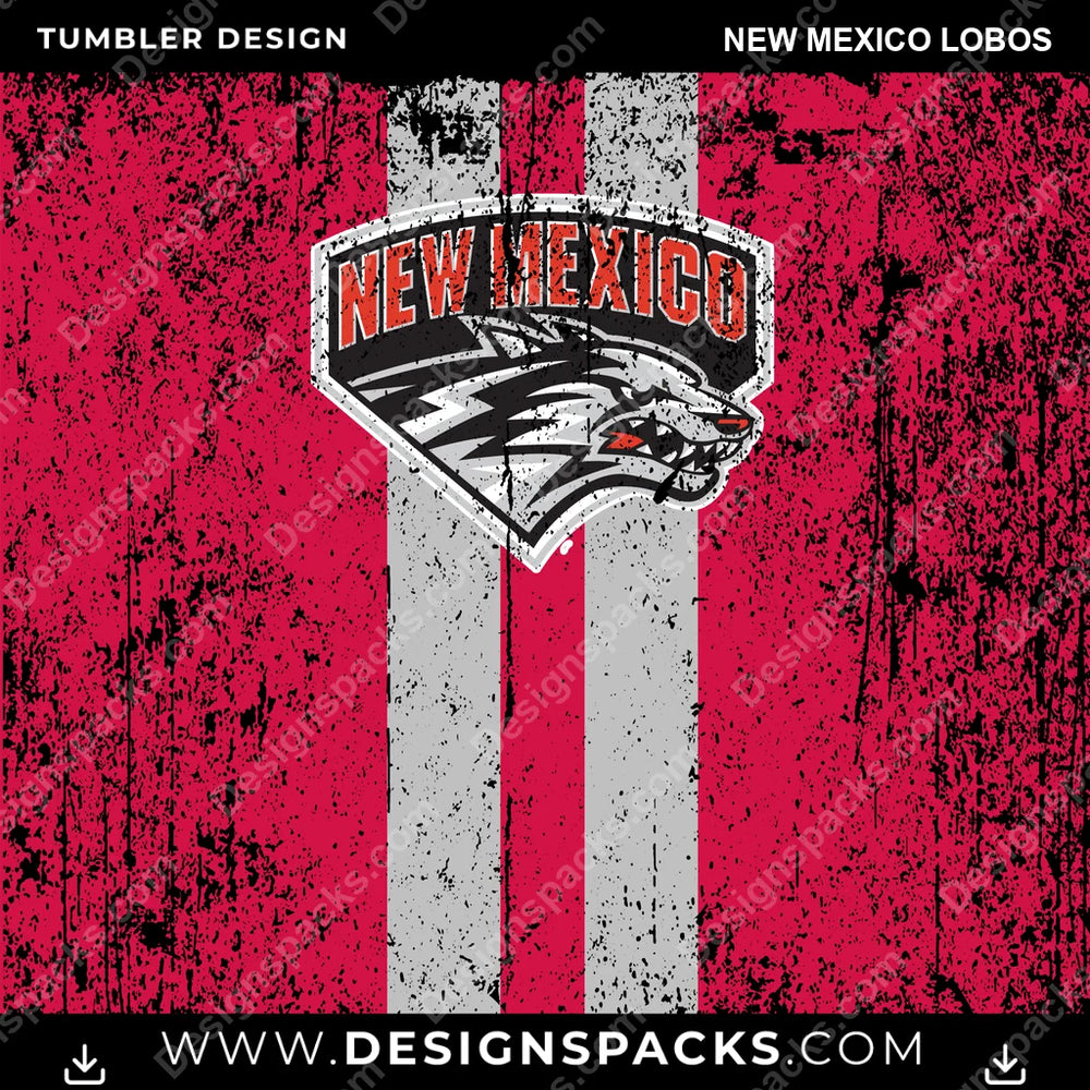 College Sport Grunge Style New Mexico Lobos NCAA College Sport Tumbler Digital Wrap Design Download