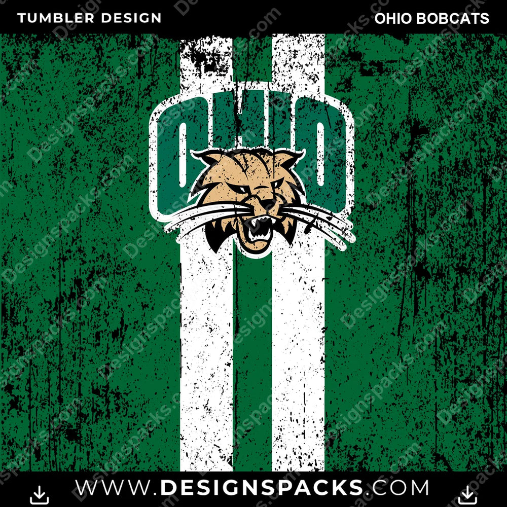 College Sport Grunge Style Ohio Bobcats NCAA College Sport Tumbler Digital Wrap Design Download