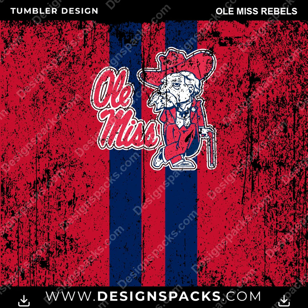 College Sport Grunge Style Ole Miss Rebels NCAA College Sport Tumbler Digital Wrap Design Download