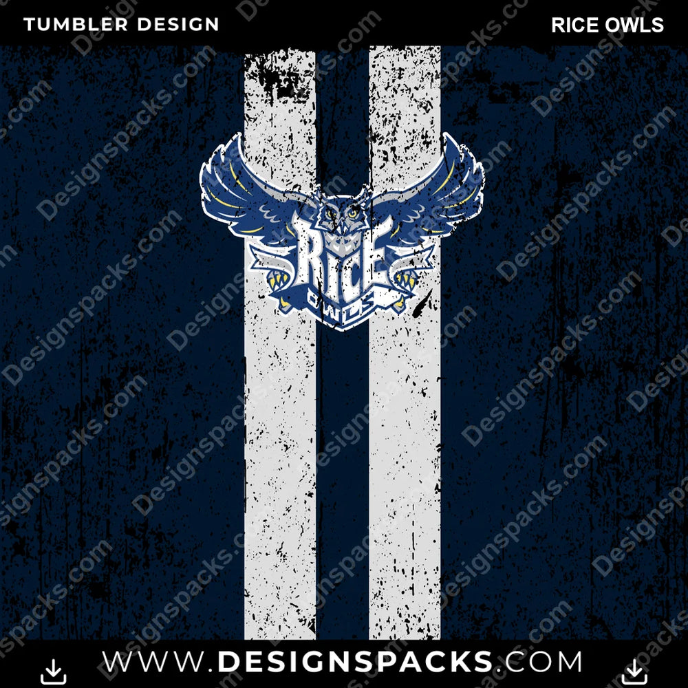 College Sport Grunge Style Rice Owls NCAA College Sport Tumbler Digital Wrap Design Download