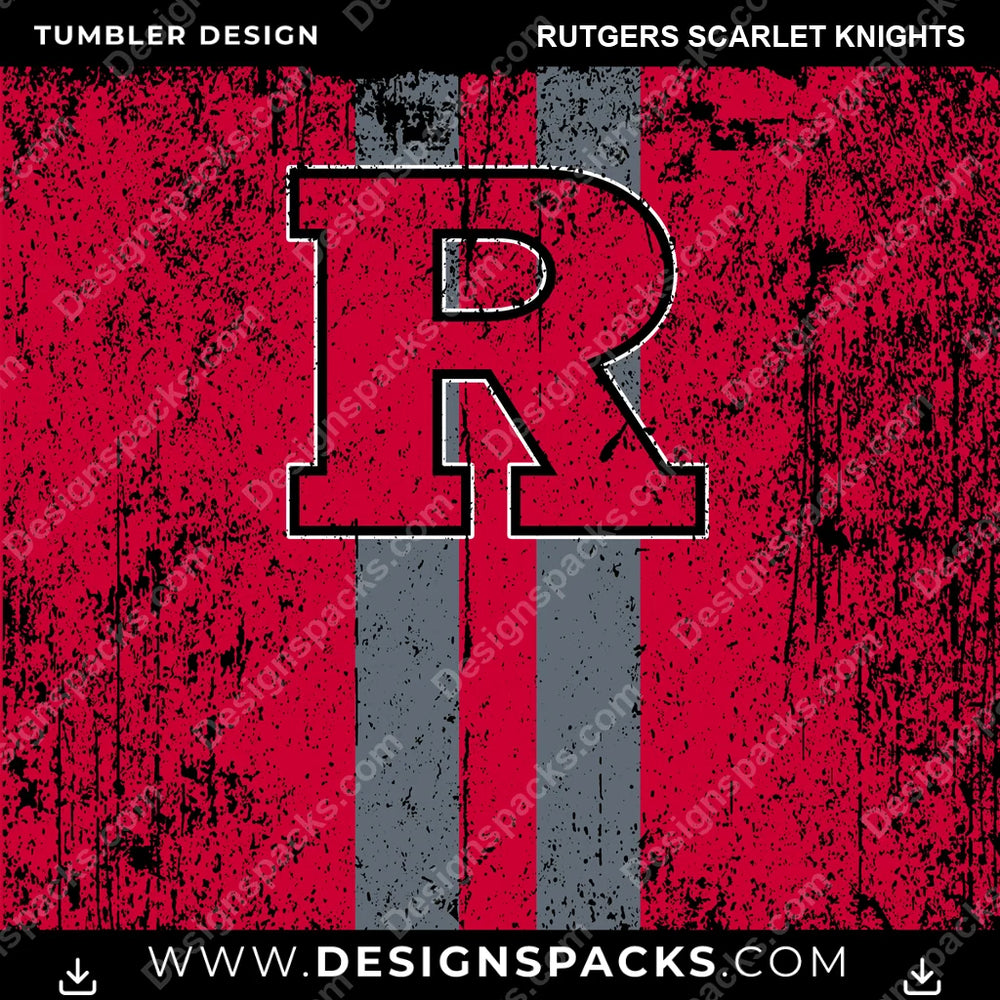 College Sport Grunge Style Rutgers Scarlet Knights NCAA College Sport Tumbler Digital Wrap Design Download