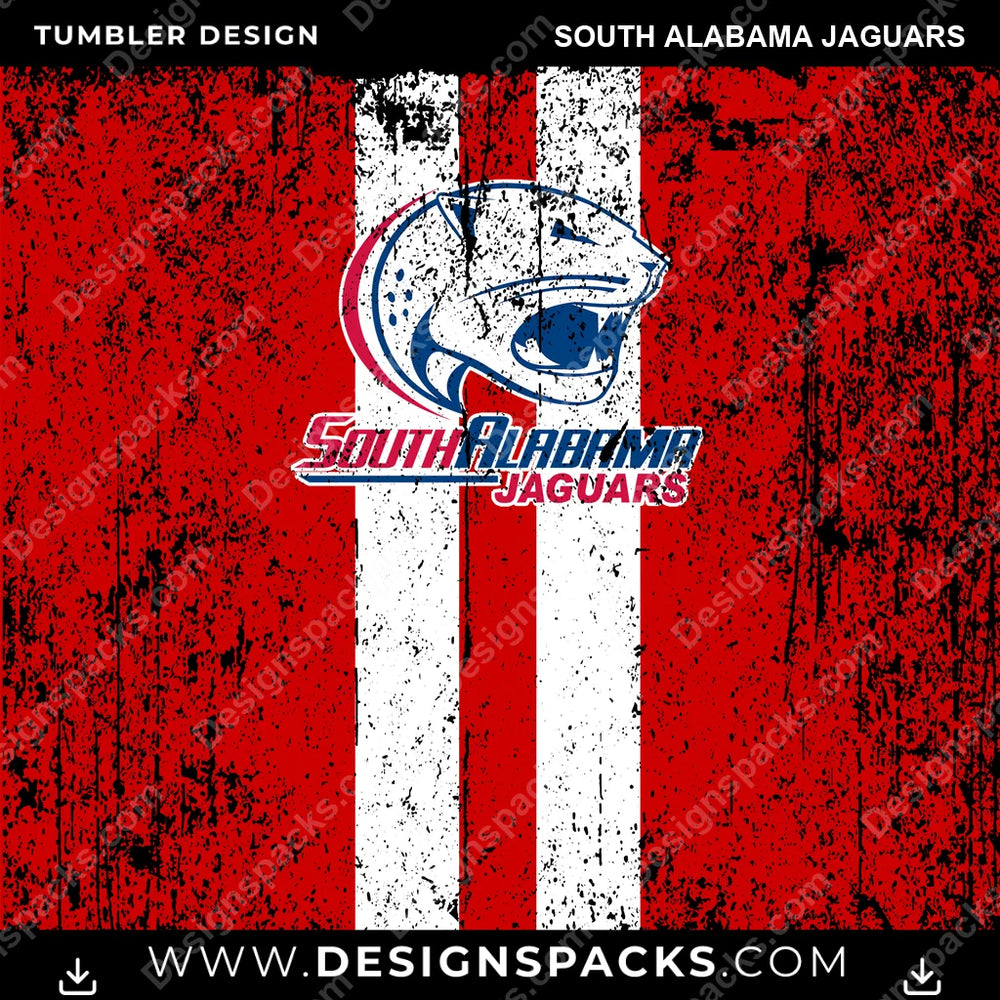 College Sport Grunge Style South Alabama Jaguars NCAA College Sport Tumbler Digital Wrap Design Download