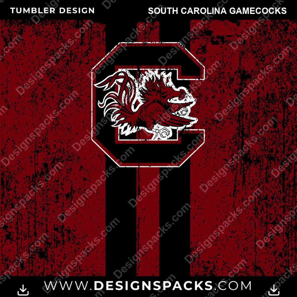 College Sport Grunge Style South Carolina Gamecocks NCAA College Sport Tumbler Digital Wrap Design Download