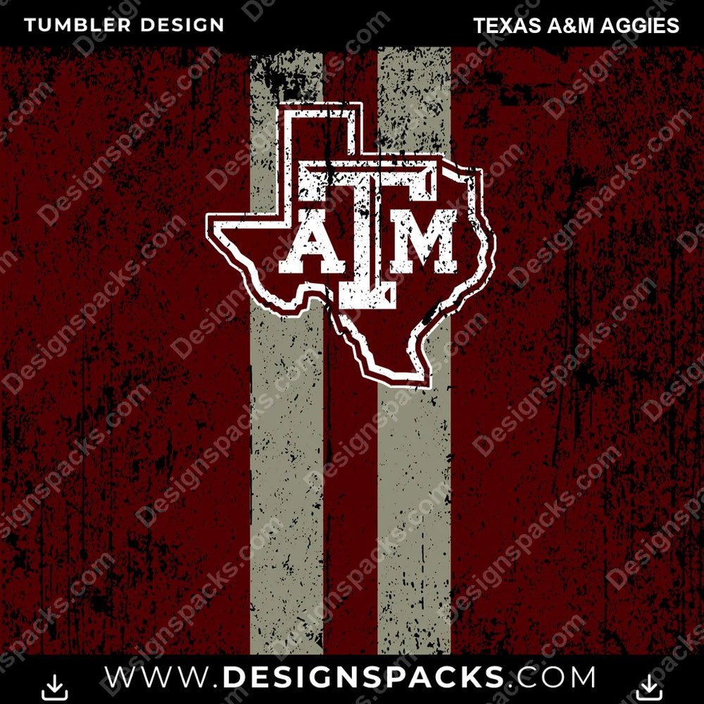 College Sport Grunge Style Texas A&M Aggies NCAA College Sport Tumbler Digital Wrap Design Download