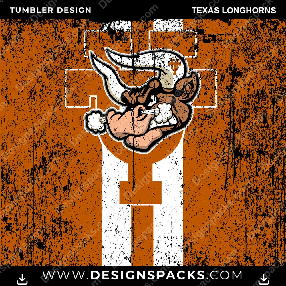 College Sport Grunge Style Texas Longhorns NCAA College Sport Tumbler Digital Wrap Design Download