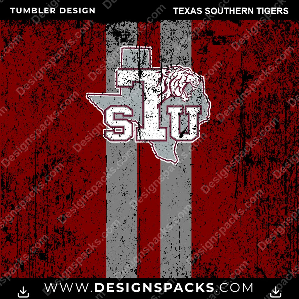 College Sport Grunge Style Texas Southern Tigers NCAA College Sport Tumbler Digital Wrap Design Download