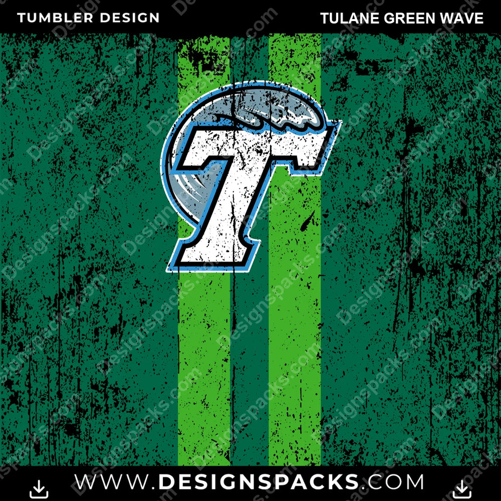 College Sport Grunge Style Tulane Green Wave NCAA College Sport Tumbler Digital Wrap Design Download