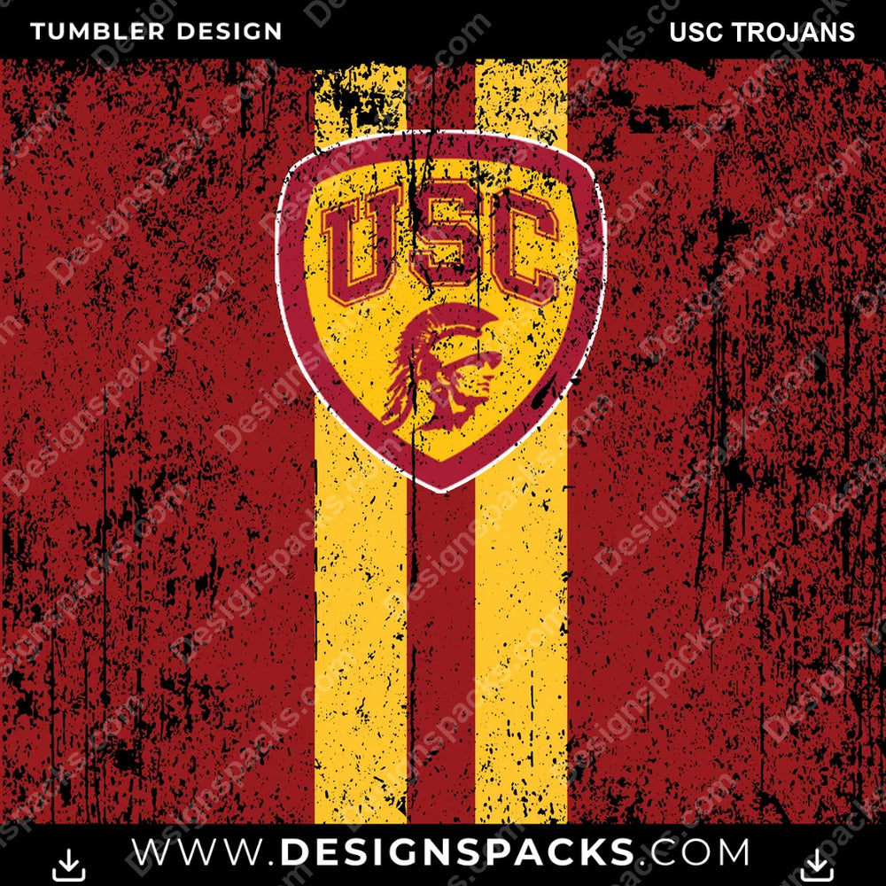 College Sport Grunge Style USC Trojans NCAA College Sport Tumbler Digital Wrap Design Download