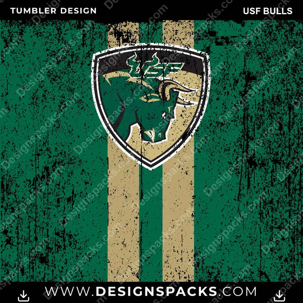 College Sport Grunge Style USF Bulls NCAA College Sport Tumbler Digital Wrap Design Download