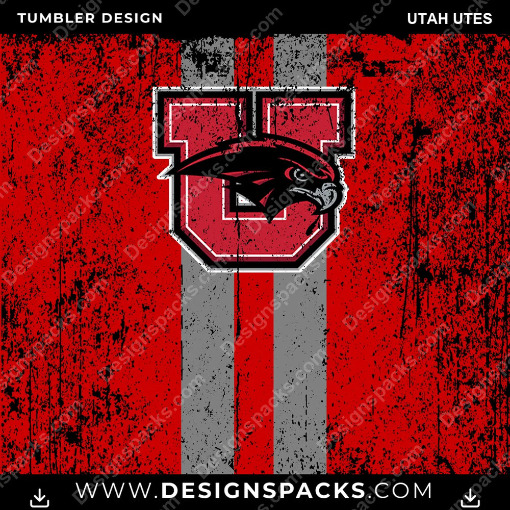 College Sport Grunge Style Utah Utes NCAA College Sport Tumbler Digital Wrap Design Download
