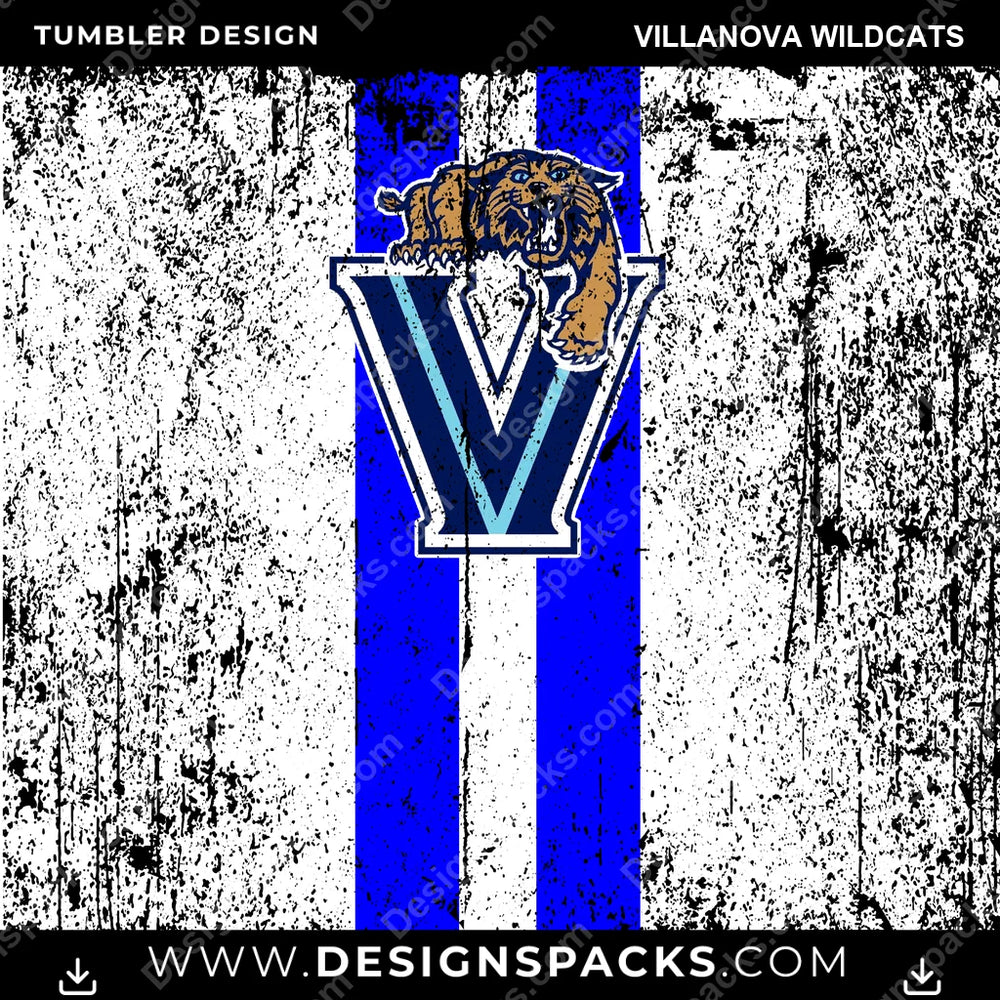 College Sport Grunge Style Villanova Wildcats NCAA College Sport Tumbler Digital Wrap Design Download