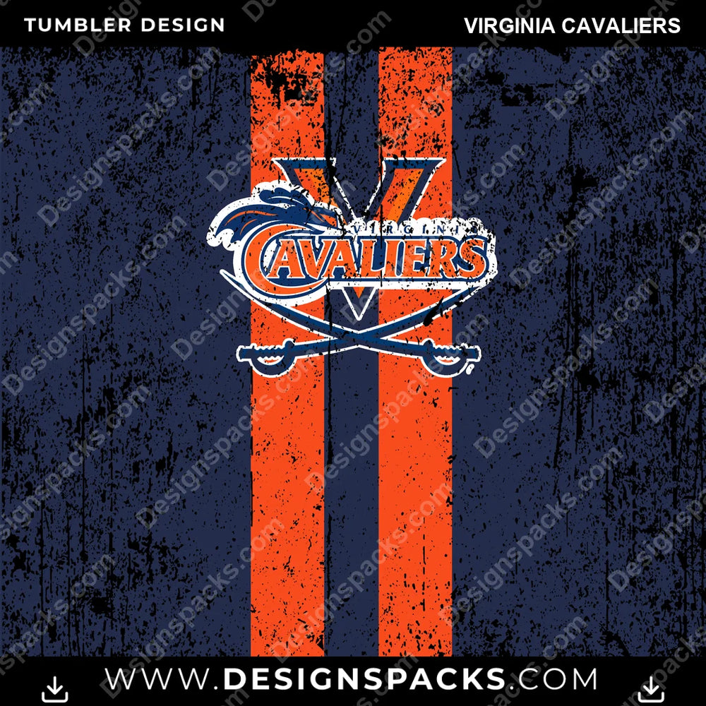 College Sport Grunge Style Virginia Cavaliers NCAA College Sport Tumbler Digital Wrap Design Download