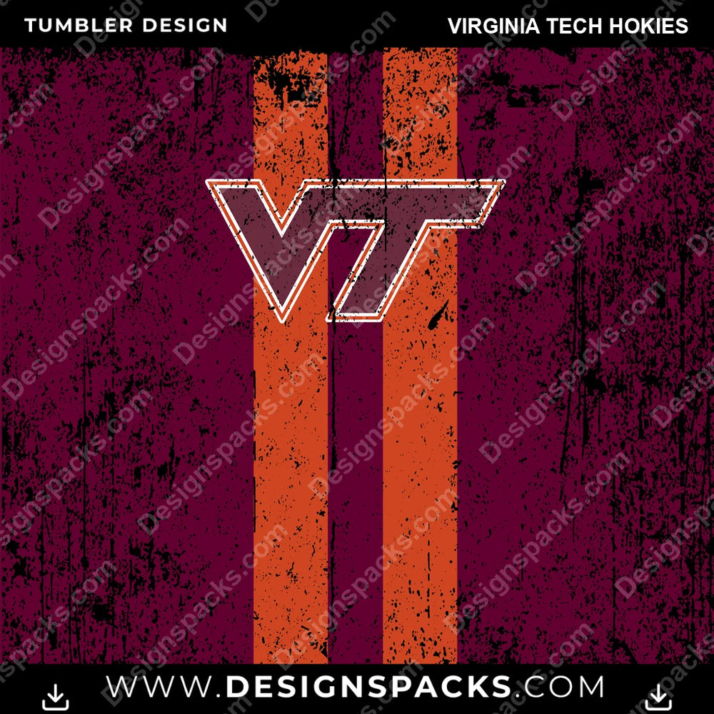 College Sport Grunge Style Virginia Tech Hokies NCAA College Sport Tumbler Digital Wrap Design Download