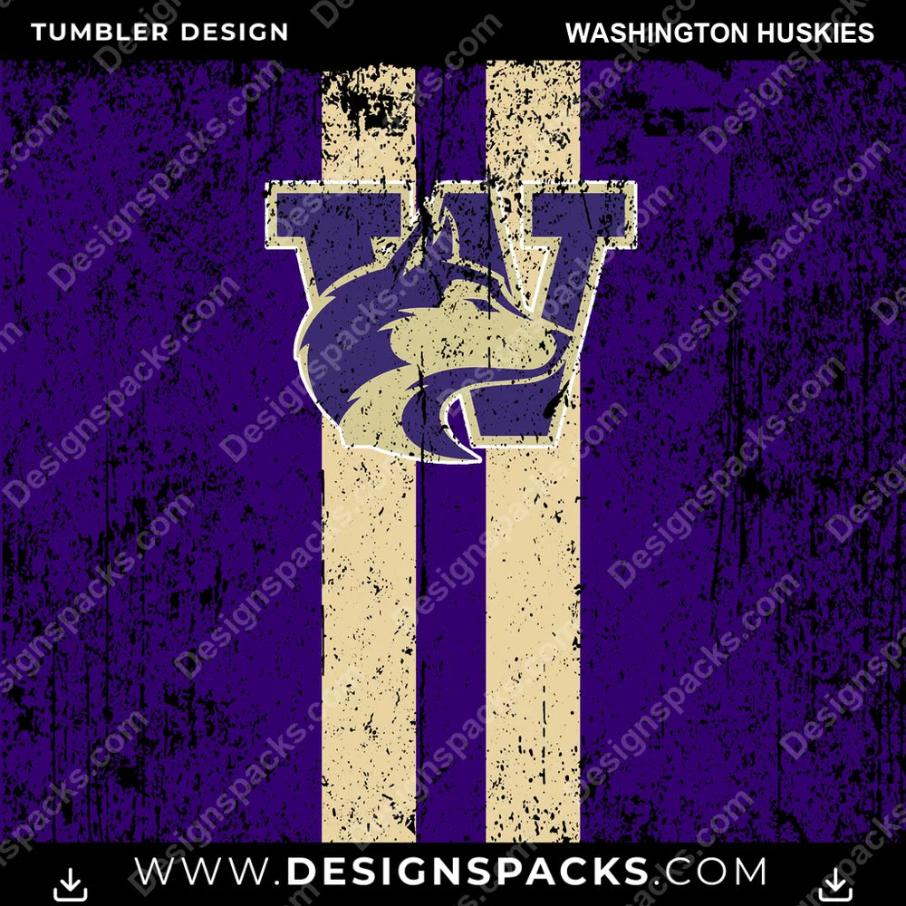 College Sport Grunge Style Washington Huskies NCAA College Sport Tumbler Digital Wrap Design Download
