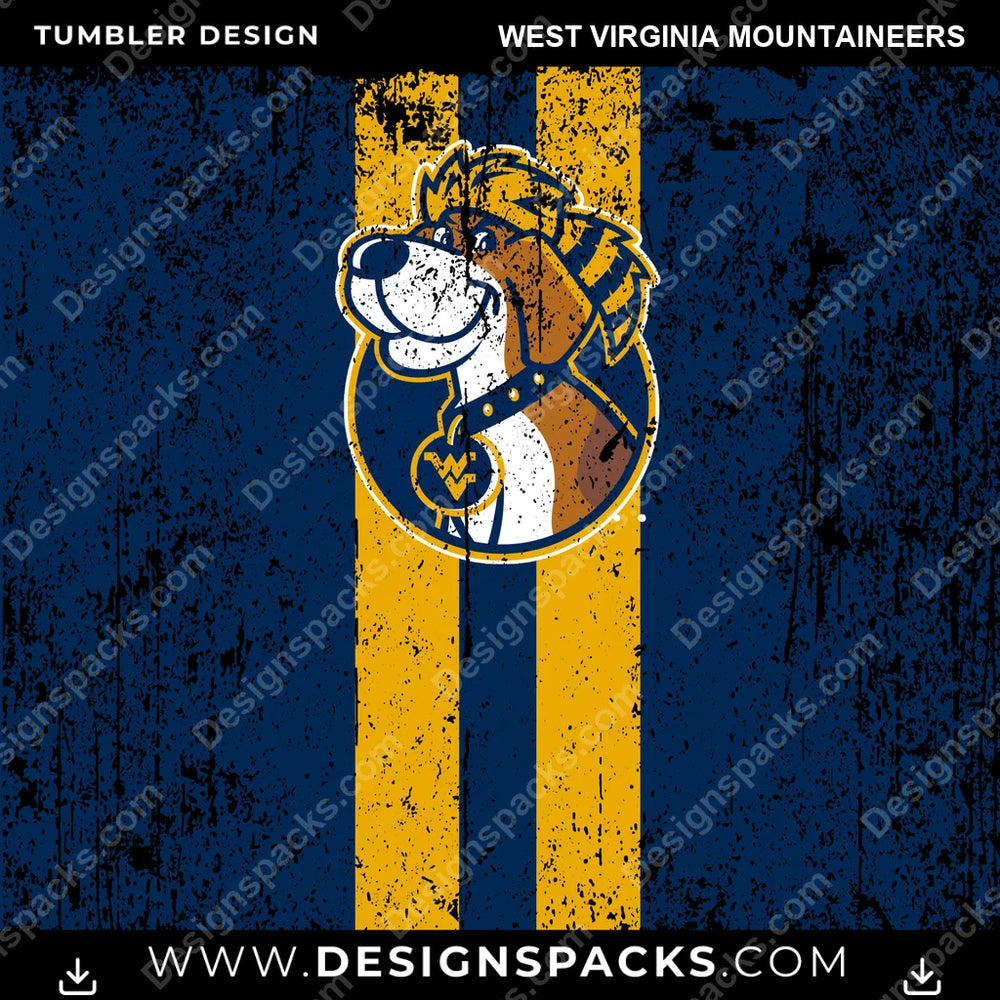 College Sport Grunge Style West Virginia Mountaineers NCAA College Sport Tumbler Digital Wrap Design Download
