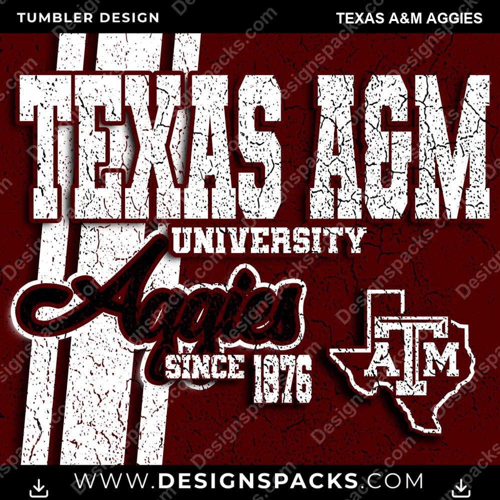 College Sport Grunge Texas A&M Aggies NCAA College Sport Tumbler Digital Wrap Design Download
