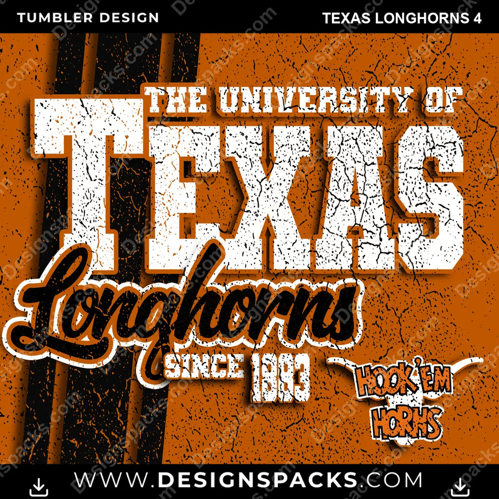 College Sport Grunge Texas Longhorns 4 NCAA College Sport Tumbler Digital Wrap Design Download