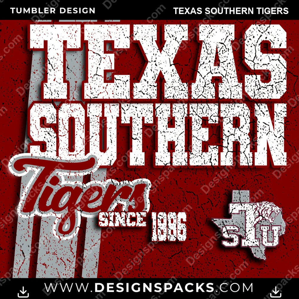 College Sport Grunge Texas Southern Tigers NCAA College Sport Tumbler Digital Wrap Design Download