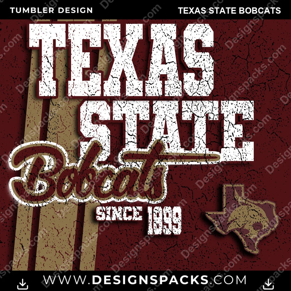 College Sport Grunge Texas State Bobcats NCAA College Sport Tumbler Digital Wrap Design Download