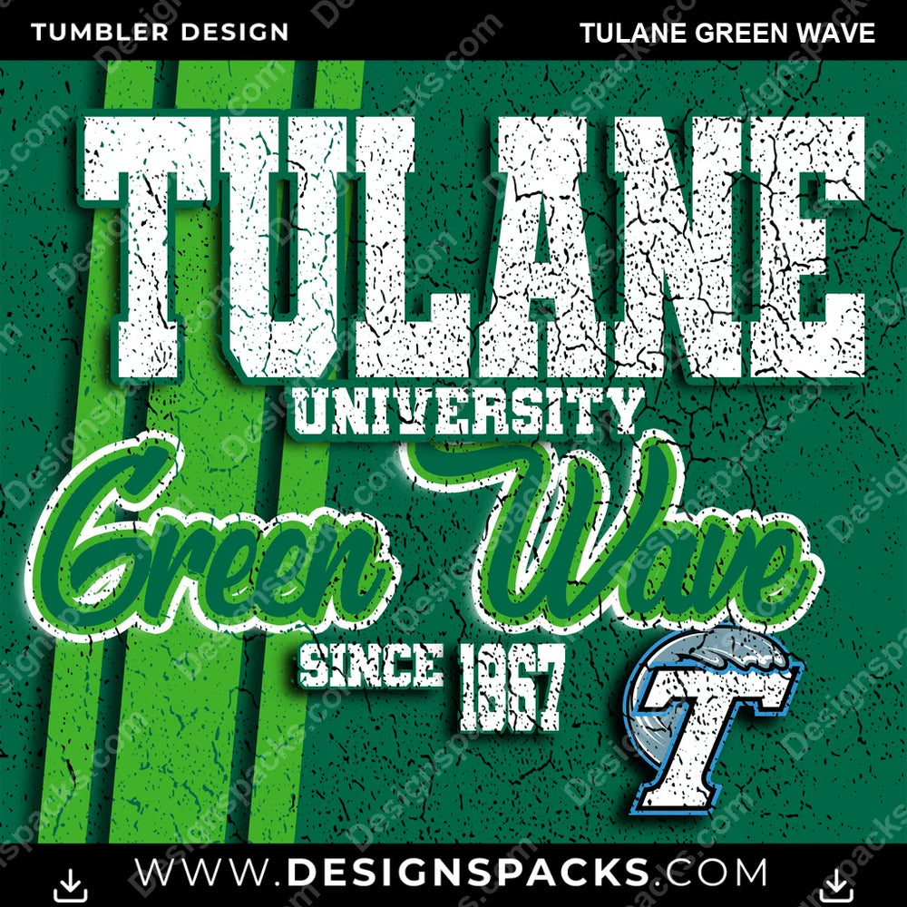 College Sport Grunge Tulane Green Wave NCAA College Sport Tumbler Digital Wrap Design Download