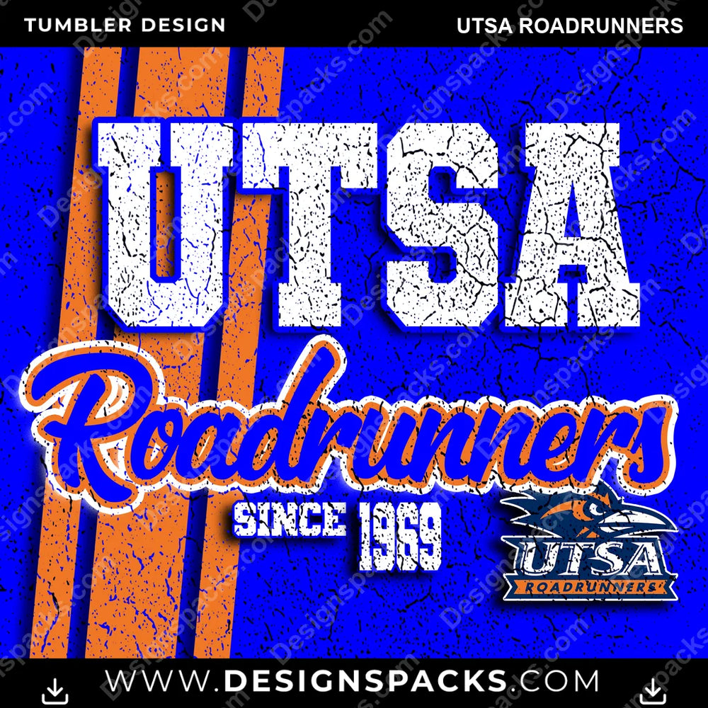 College Sport Grunge UTSA Roadrunners NCAA College Sport Tumbler Digital Wrap Design Download