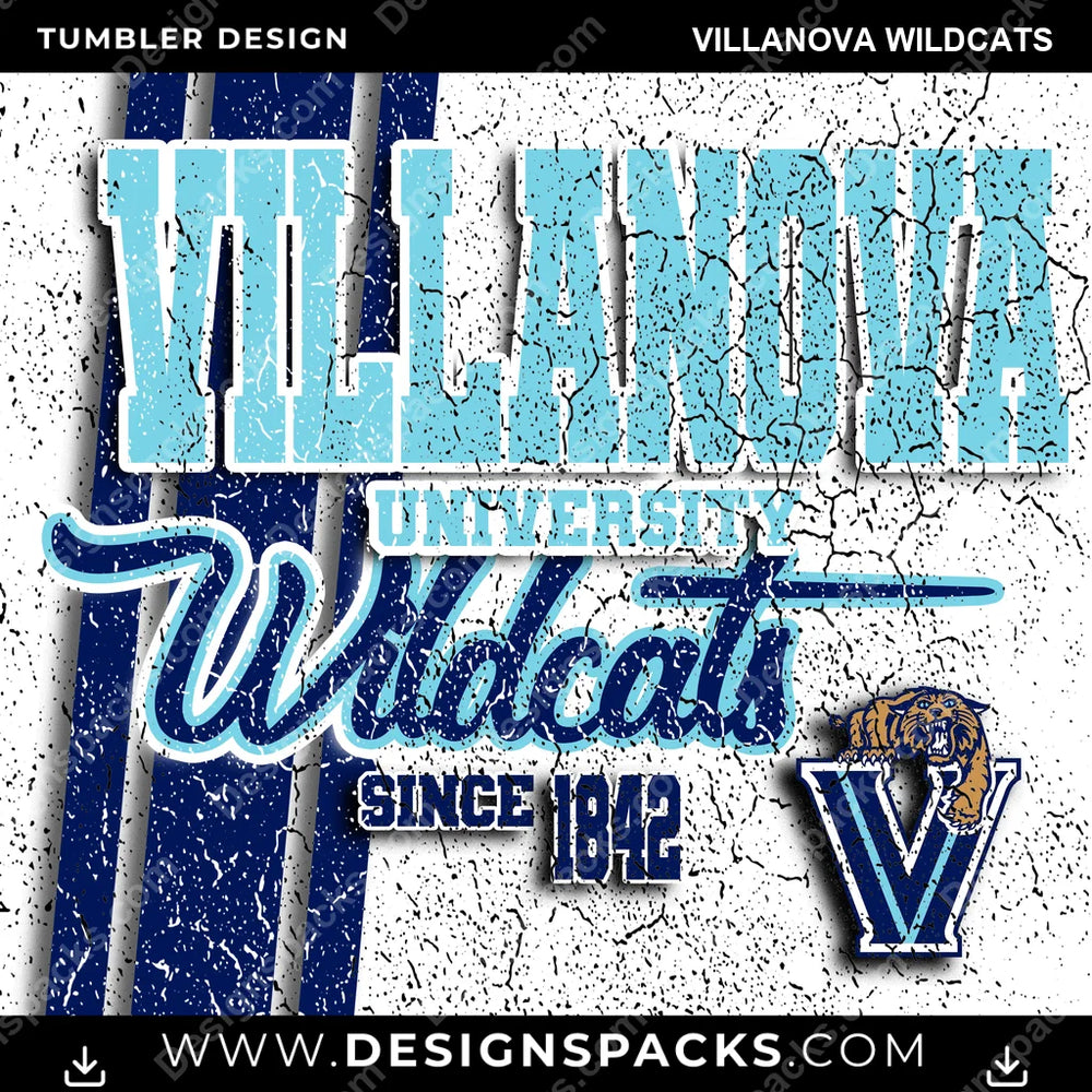 College Sport Grunge Villanova Wildcats NCAA College Sport Tumbler Digital Wrap Design Download