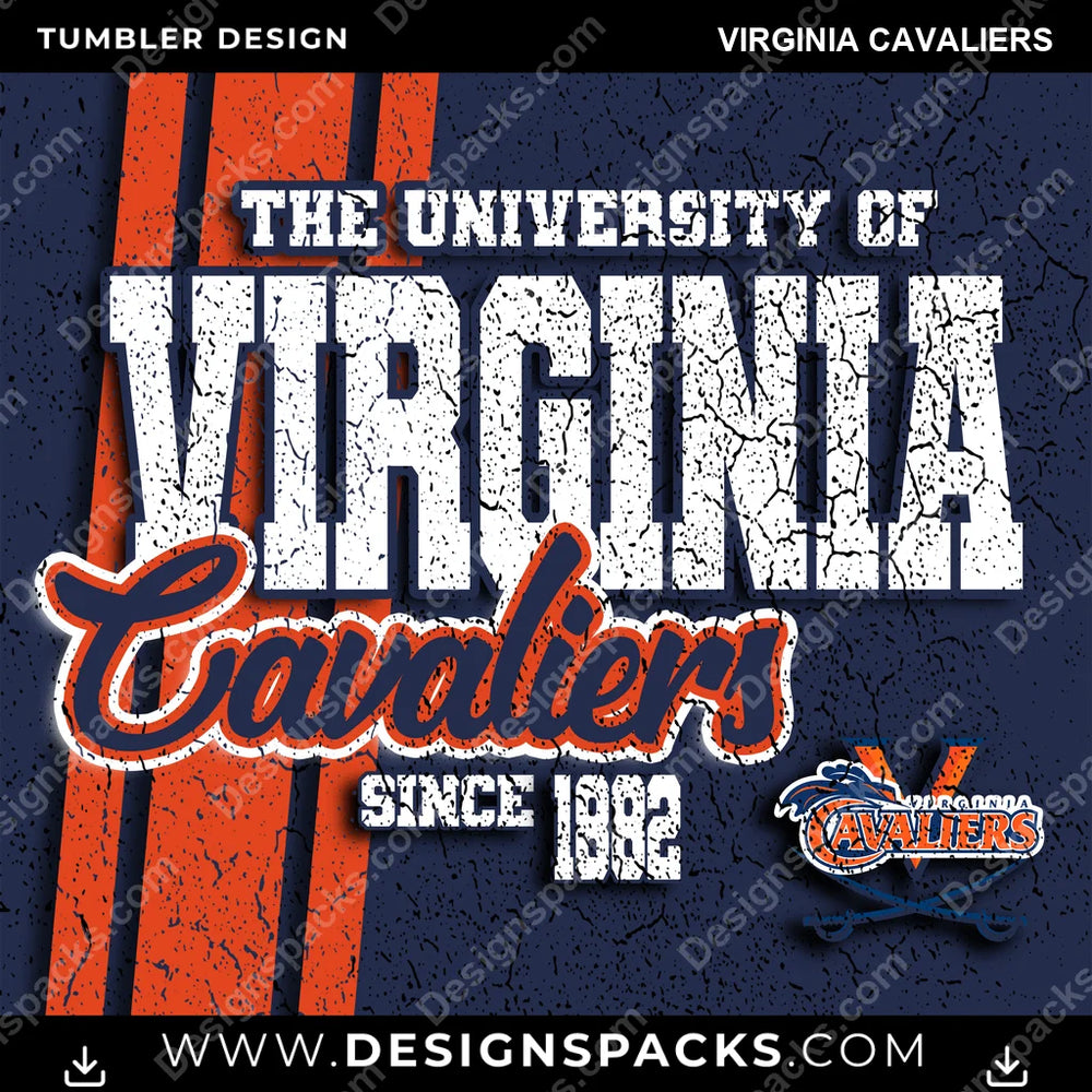 College Sport Grunge Virginia Cavaliers NCAA College Sport Tumbler Digital Wrap Design Download