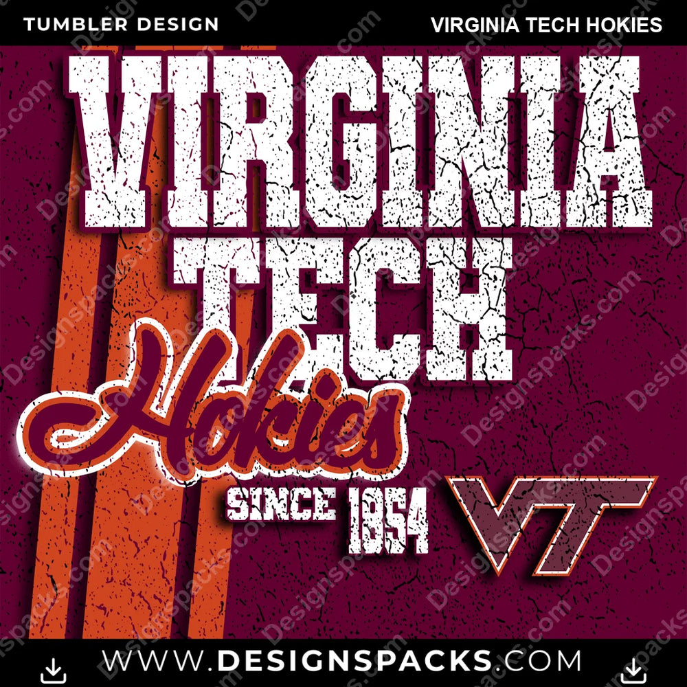 College Sport Grunge Virginia Tech Hokies NCAA College Sport Tumbler Digital Wrap Design Download