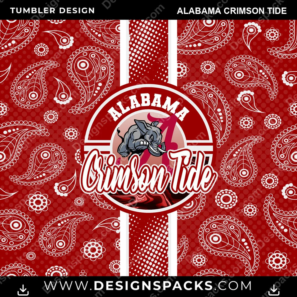 College Sport Handkerchief Alabama Crimson Tide NCAA College Sport Tumbler Digital Wrap Design Download