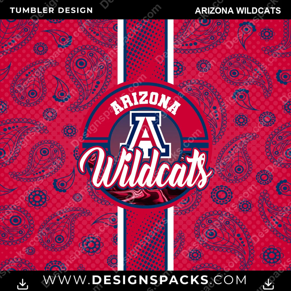 College Sport Handkerchief Arizona Wildcats NCAA College Sport Tumbler Digital Wrap Design Download